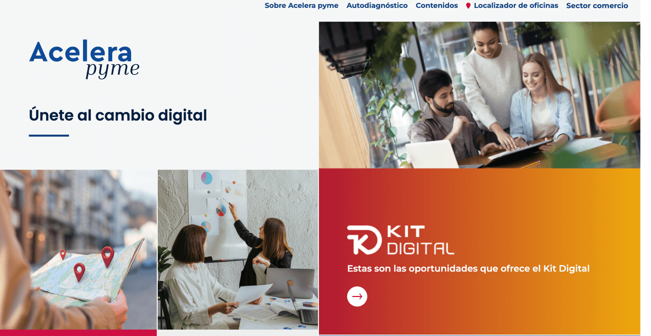 Acelerapyme es la web donde hay que darse de alta para gestionar el Kit Digital